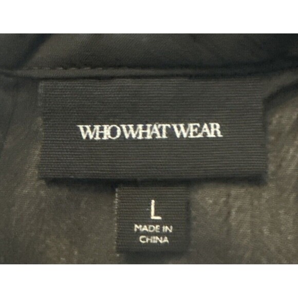 Women’s Who What Wear BLACK Shear W/ Multicolor Floral Ruffle Sleeveless Top -L - Picture 6 of 7